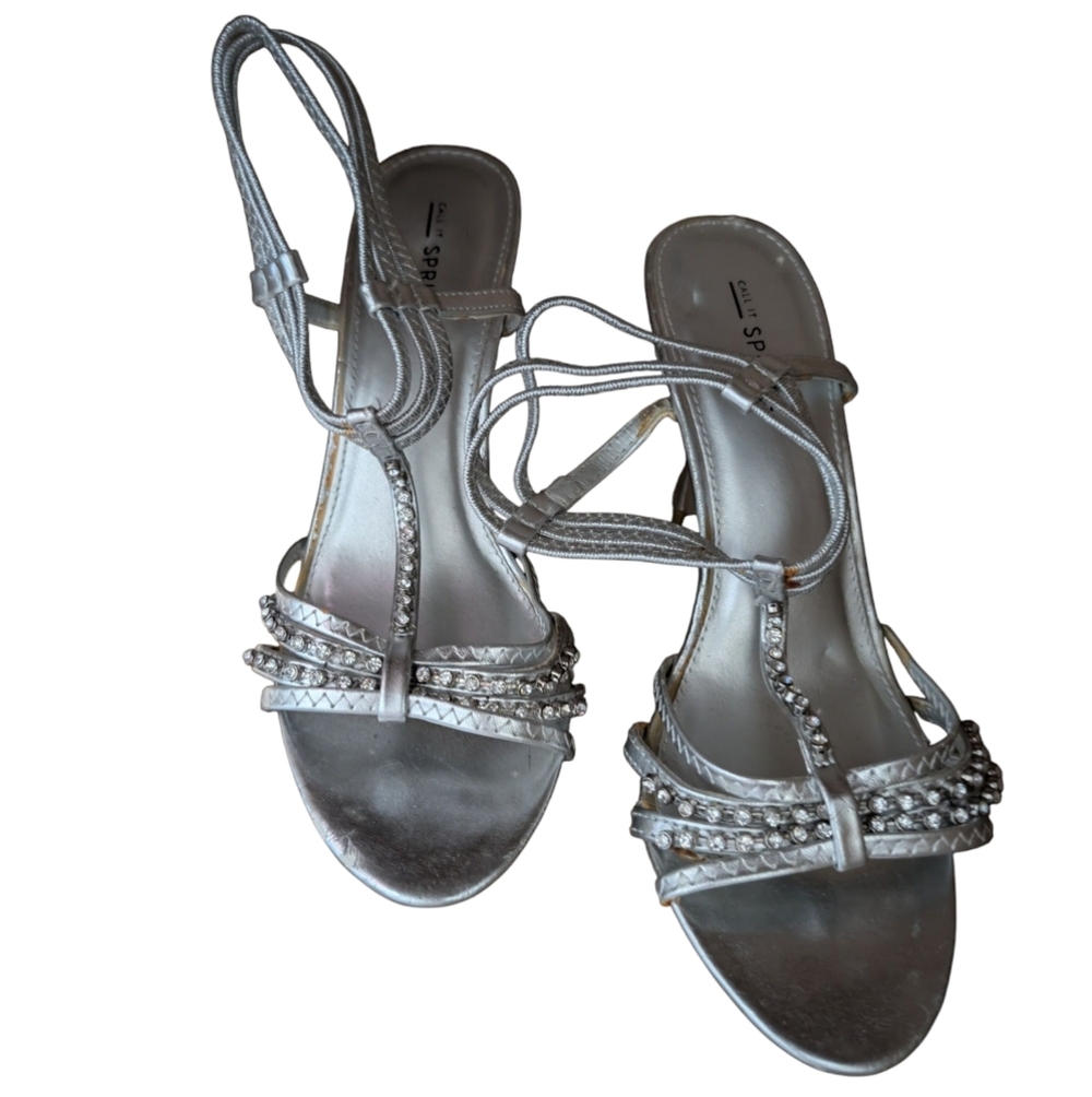 Silver Strappy Sandals